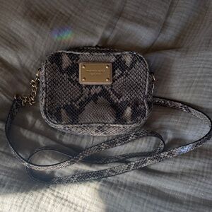 Michael Kors Black and Gray Snake Print Crossbody Bag